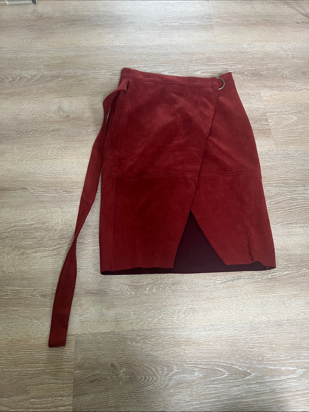 Women’s Red Wrap Suede Skirt